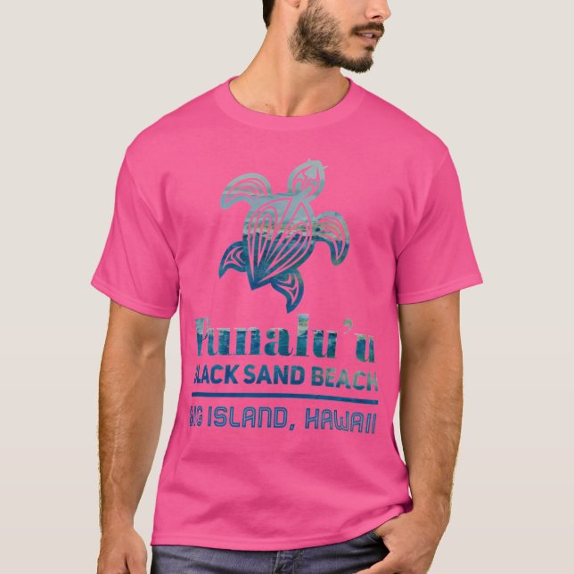 Punaluu Black Sand Beach Turtle T Shirt (Framsida)