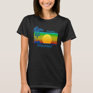Punaluu Hawaii Retro Tropical Beach Sunset T Shirt