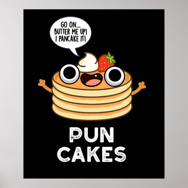 Puncakes Funny Pancake Pun Mörk BG Poster (Framsidan)