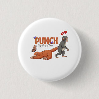 Punch‑kun & Plush Monkey – Kawaii för barn Knapp