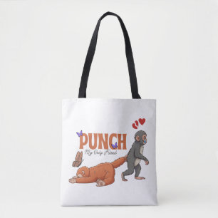 Punch‑kun & Plush Monkey – Kawaii för barn Tygkasse