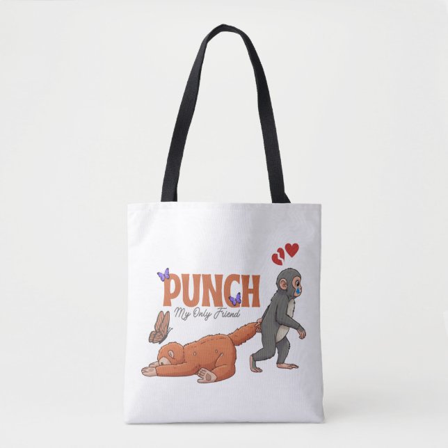 Punch‑kun & Plush Monkey – Kawaii för barn Tygkasse (Framsida)