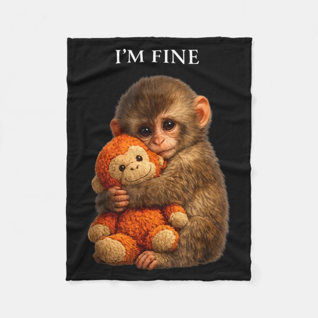 Punch monkey cute baby funny animal  fleecefilt (Framsidan)