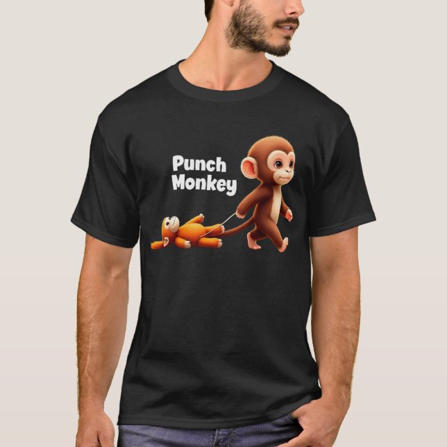 Punch Monkey Viral Cute Graphic T Shirt (Framsida)