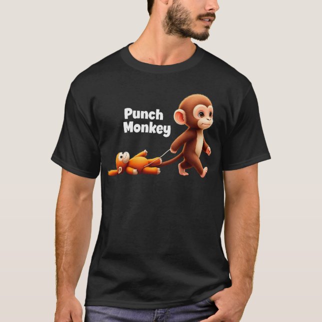Punch Monkey Viral Söt Grafik T Shirt (Framsida)