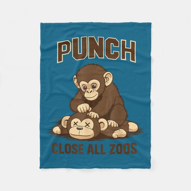 Punch the baby monkey japan funny meme  fleecefilt (Framsidan)