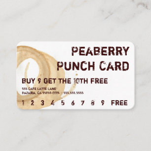 Punchcard för kaffefläckdrink lojalitetskort