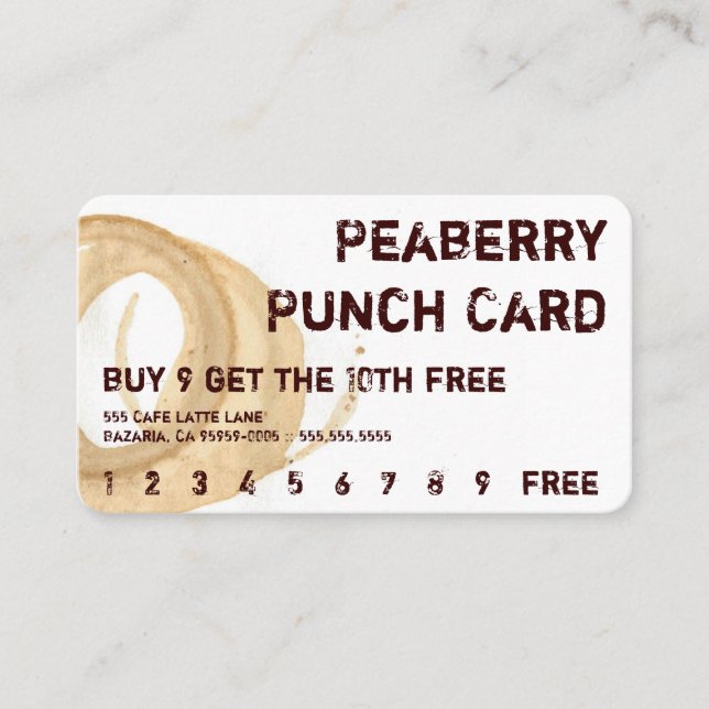 Punchcard för kaffefläckdrink lojalitetskort (Framsida)