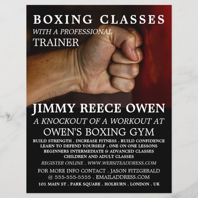 Punchingbag, Boxningsklass Annons Flyer (Framsidan)