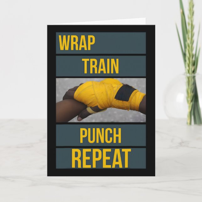 Punchy grafik Wrap Train Punch Repeat, boxning Ki Kort (Framsida)