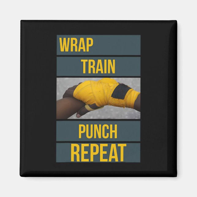 Punchy grafik Wrap Train Punch Repeat, boxning Ki Magnet (Framsidan)