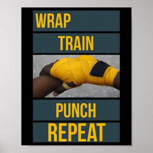 Punchy grafik Wrap Train Punch Repeat, boxning Ki Poster