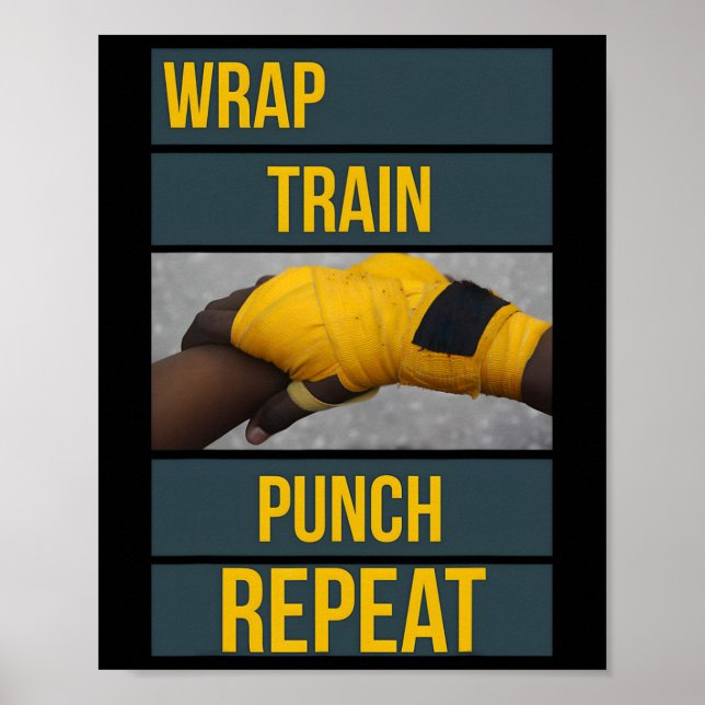Punchy grafik Wrap Train Punch Repeat, boxning Ki Poster (Framsidan)