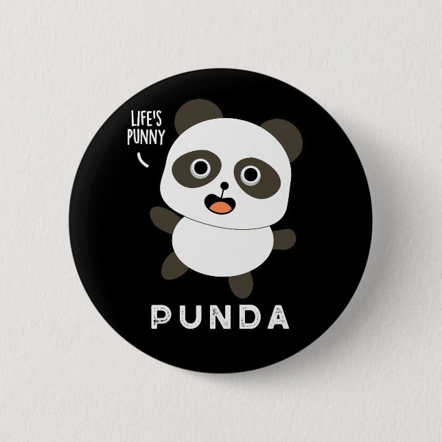 Punda Funny Animal Panda Pun Mörk BG Knapp (Framsida)
