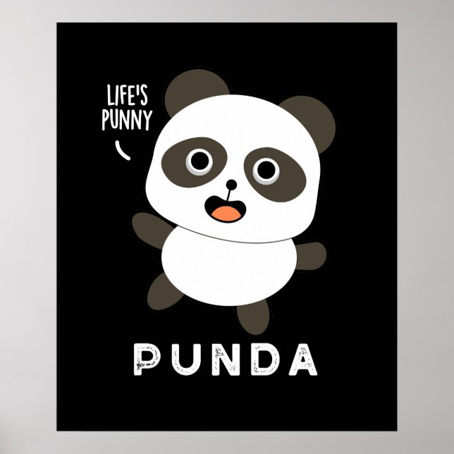 Punda Funny Animal Panda Pun Mörk BG Poster (Framsidan)