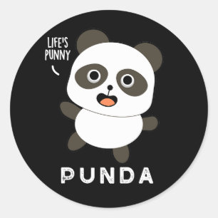 Punda Funny Animal Panda Pun Mörk BG Runt Klistermärke