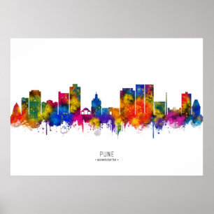 Pune Maharashtra Stadssiluett Poster