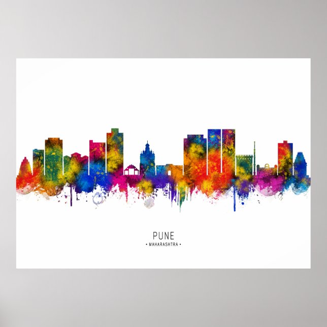 Pune Maharashtra Stadssiluett Poster (Framsidan)