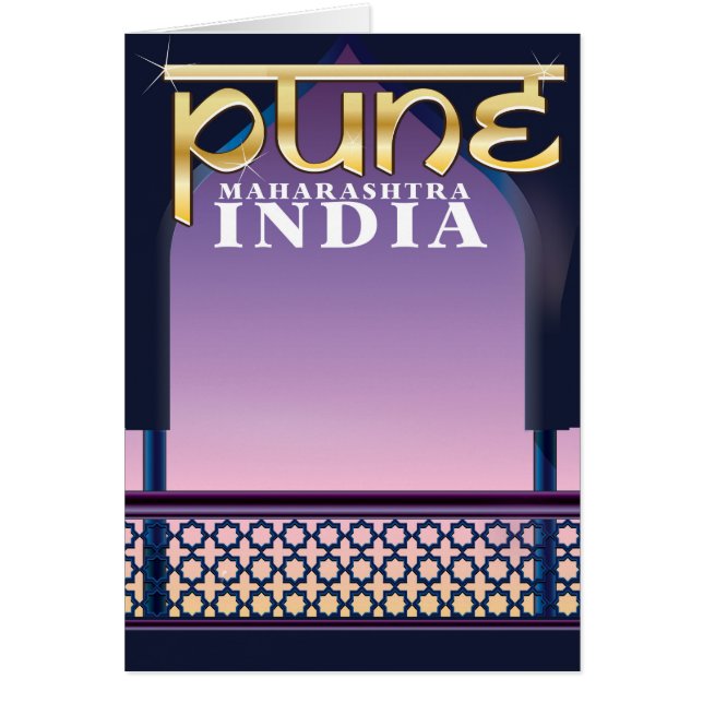 Pune, poster av Maharashtra-Indien-semester Hälsningskort (Framsidan)