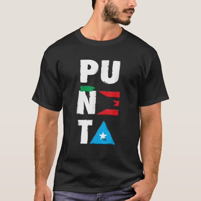 Puneta Bandera Puerto Rico Flagga Distress T Shirt (Framsida)