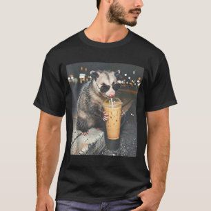 Pungdjur dricker iskaffe rolig djur meme t shirt