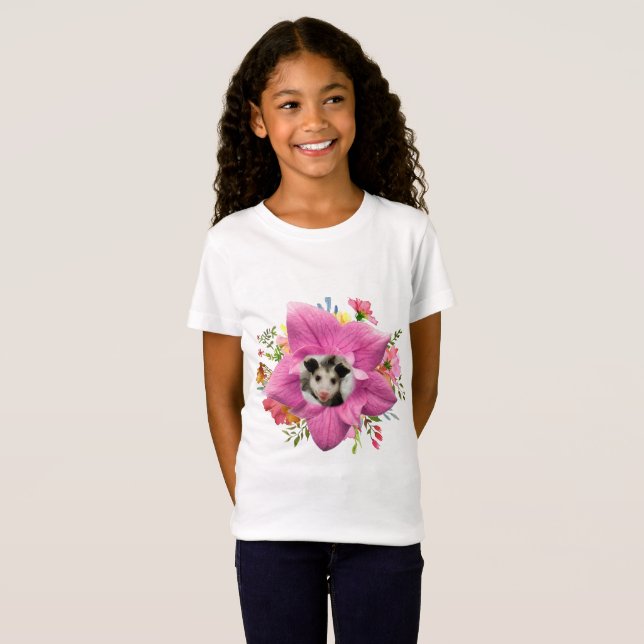 Pungdjursunge Blomma T Shirt (Hel framsida)