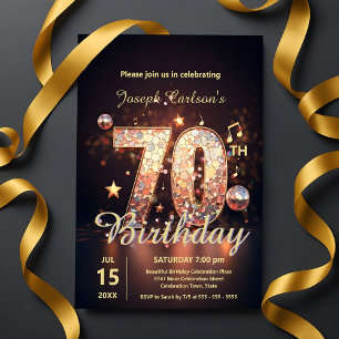 Punglande Disco Dance 70:e födelsedagsfirandet Inbjudningar
