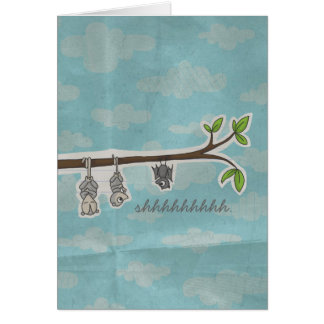 Pungråtta- och fladdermösskort, shhhh. hälsningskort