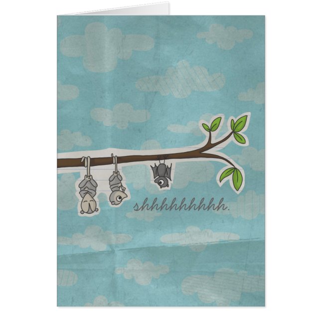 Pungråtta- och fladdermösskort, shhhh. hälsningskort (Framsidan)