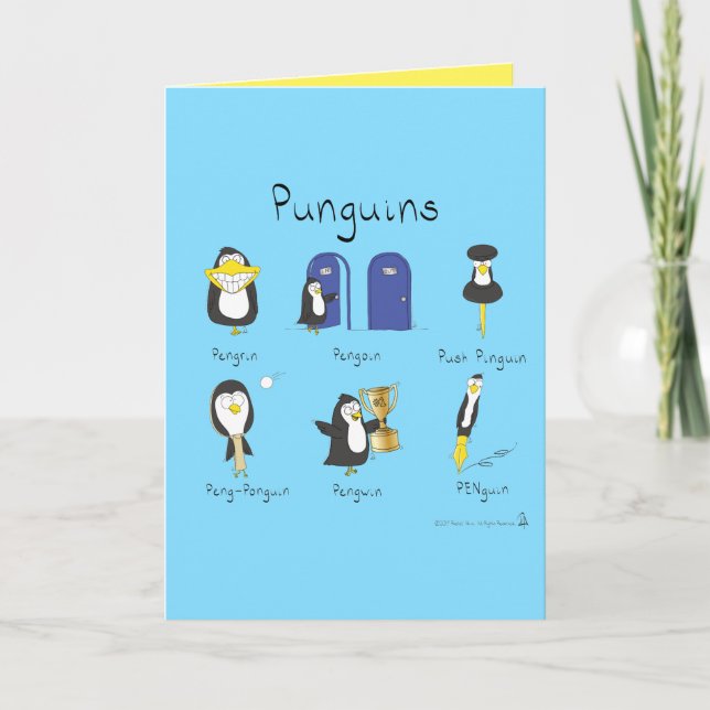 Punguins Penguin Puns Funny Greeting Card Kort (Framsida)