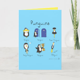 Punguins Penguin Puns Funny Greeting Card Kort