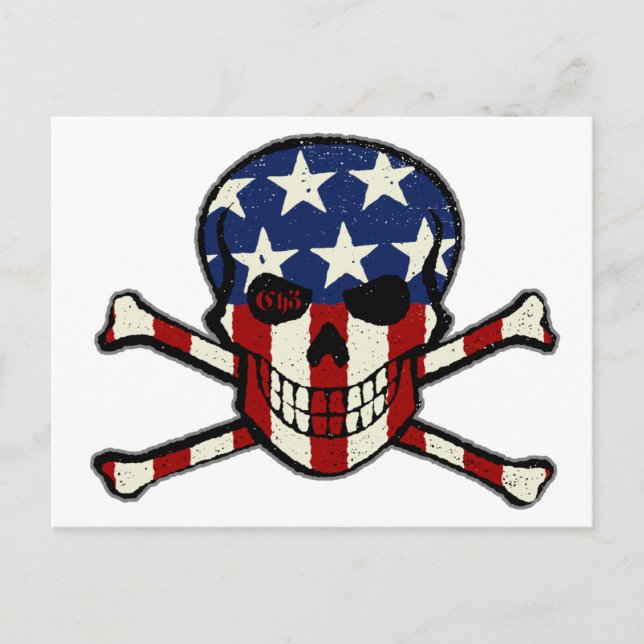Punisher Skull Americana Flagga Graphic Vykort (Framsida)