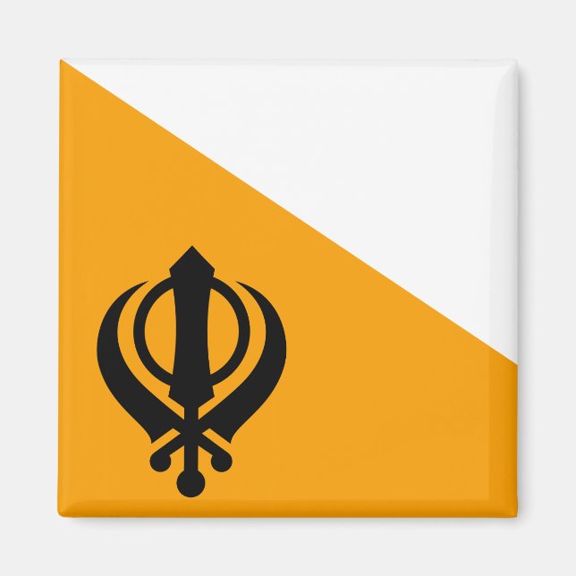 Punjab Sikh Heliga Flagga Sikhism Nishan Sahib Magnet (Framsidan)