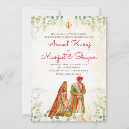 Punjabi bröllop-kort och Anand Karaj-inbjudningar Inbjudningar