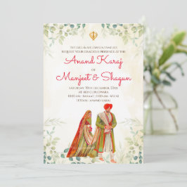 Punjabi bröllopskort & Anand Karaj-inbjudningar Inbjudningar