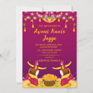 Punjabi Jaggo natt Sangeet inbjudningskort