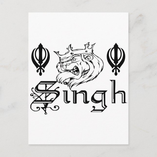 Punjabi Khanda Sikh Khalsa Design Merchandise Vykort (Framsida)