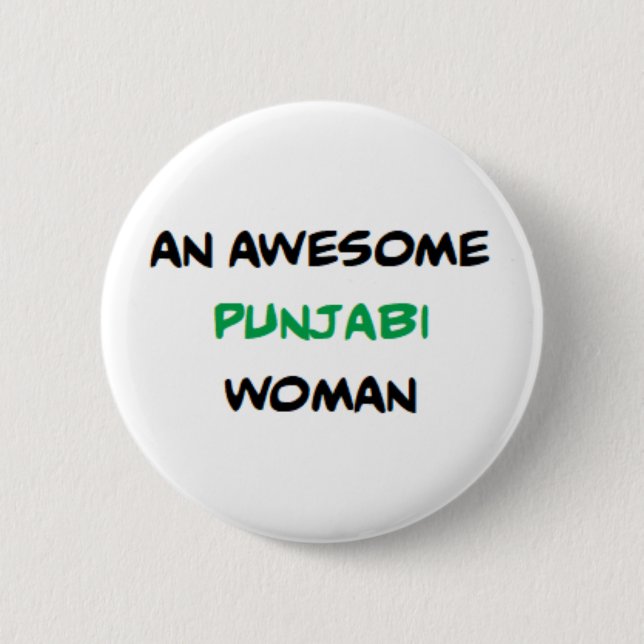 punjabi kvinna, fantastisk kaffekopp knapp (Framsida)