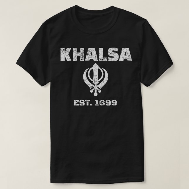 Punjabi Sikh Khanda Khalsa inrättade 1699  T Shirt (Design framsida)