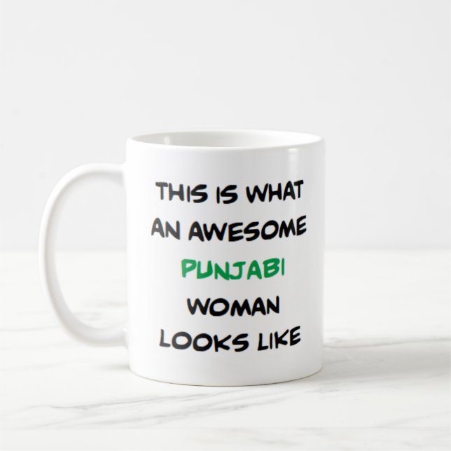 punjabi woman, awesome coffee mug kaffemugg (Vänster)