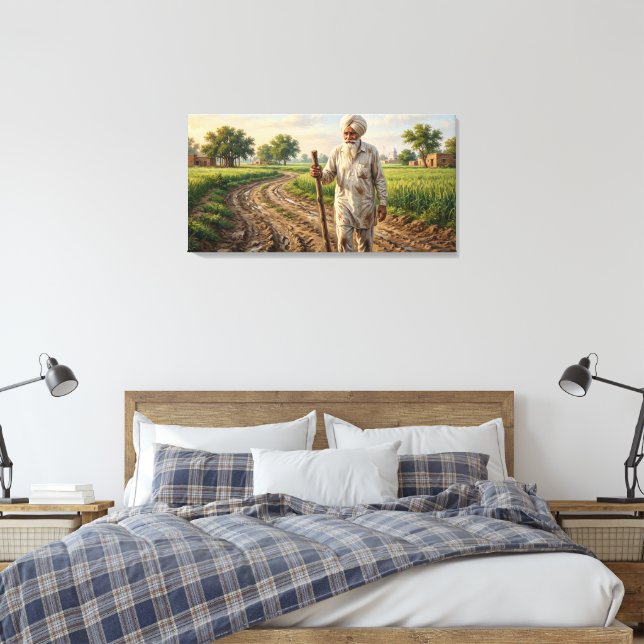 Punjabisk gammal man Premium duk canvaskvalitet Canvastryck (Insitu (sovrum))