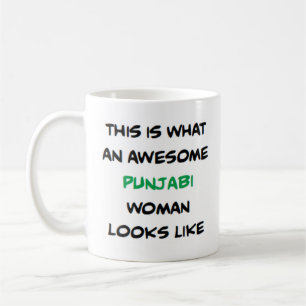 punjabisk kvinna, fantastisk kaffemugg
