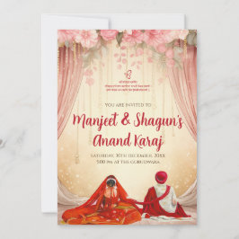 Punjabiska bröllopskort Anand Karaj-inbjudningar Inbjudningar