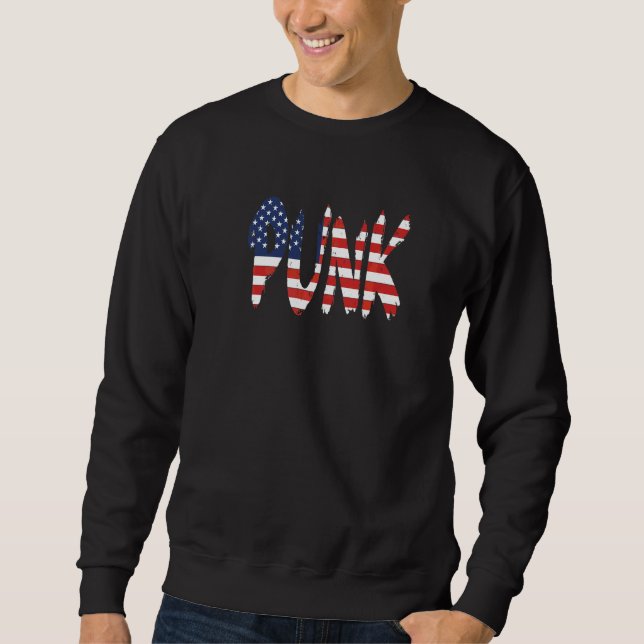 Punk Amerikansk Flagga Amerika Edition Lång Ärmad Tröja (Framsida)