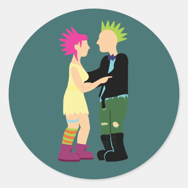 Punk Bröllop Runt Klistermärke (Framsida)