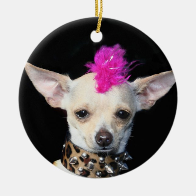 Punk Chihuahuaprydnad Julgransprydnad Keramik (Framsidan)