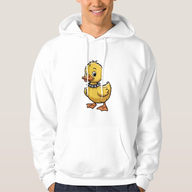 Punk Duckling – Funny Rebel Animal Art Hoodie (Framsida)