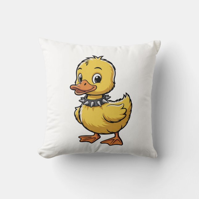 Punk Duckling – Funny Rebel Animal Art Kudde (Framsida)