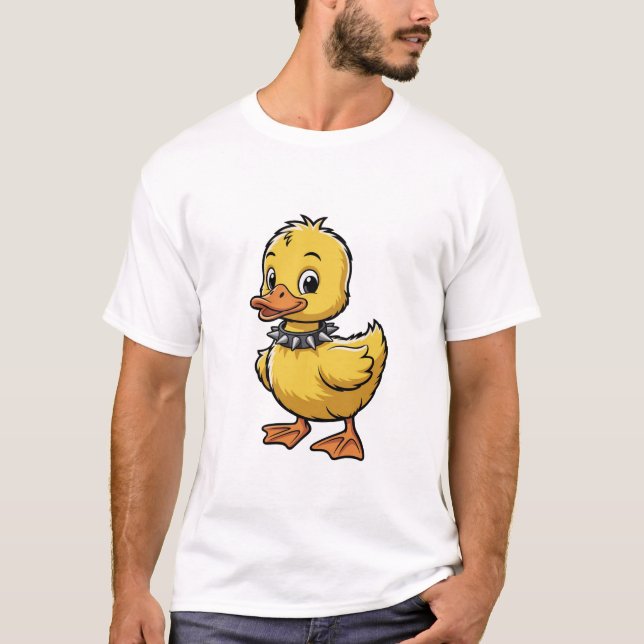 Punk Duckling – Funny Rebel Animal Art T Shirt (Framsida)