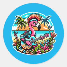 Punk Flamingo Rockstar - Tropical Paradise Guitar Runt Klistermärke